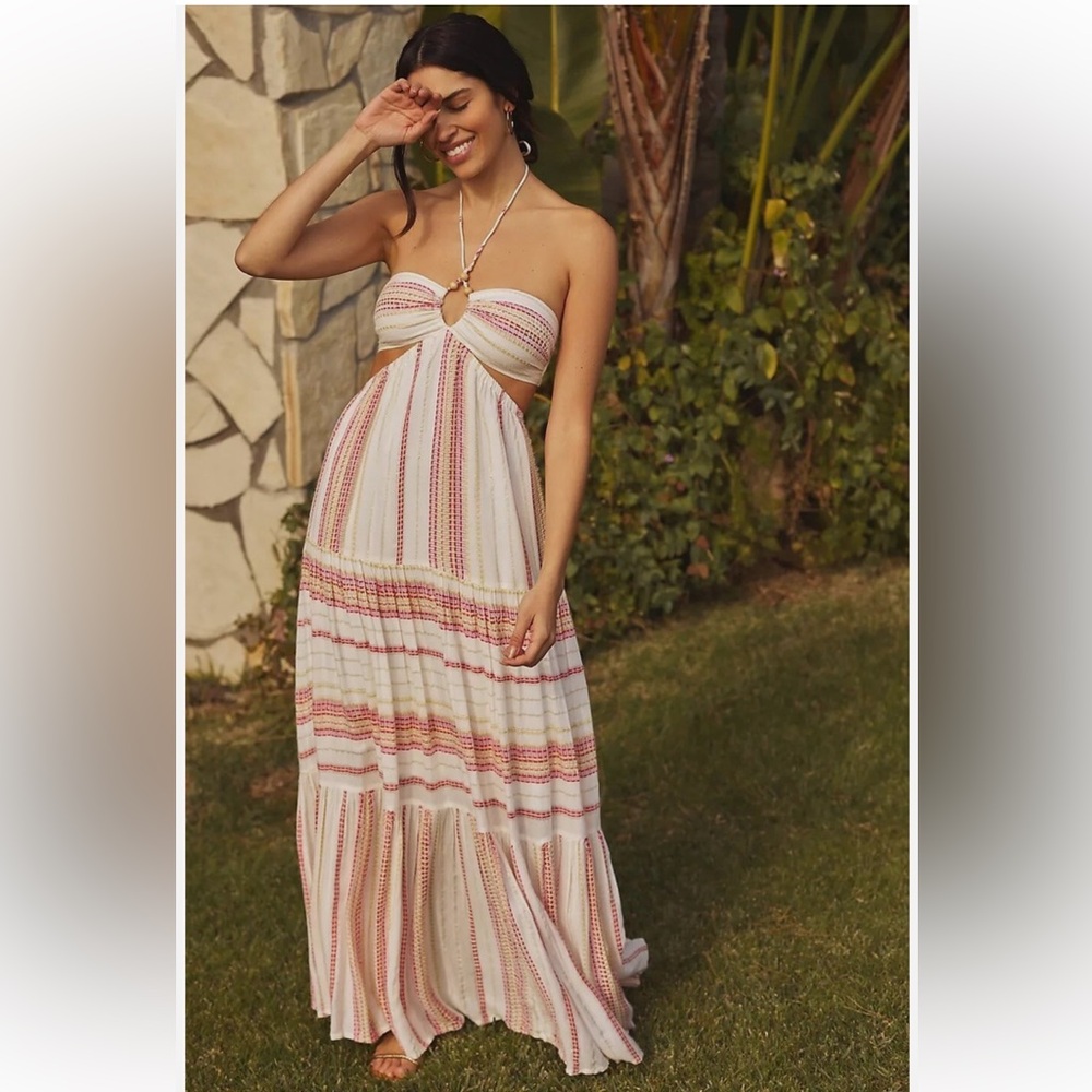 Anthropologie LSPACE Jenevive Cutout Halter Dress Size M